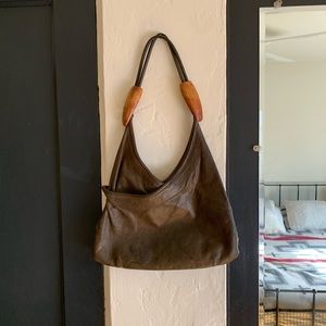 Calleen Cordero olive leather bag with wood detail